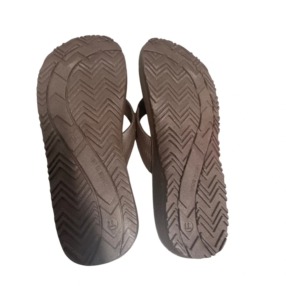 Okabashi Surf Mens Flip Flops Brown Size LL 9-10 Arch Support Made in USA NEW